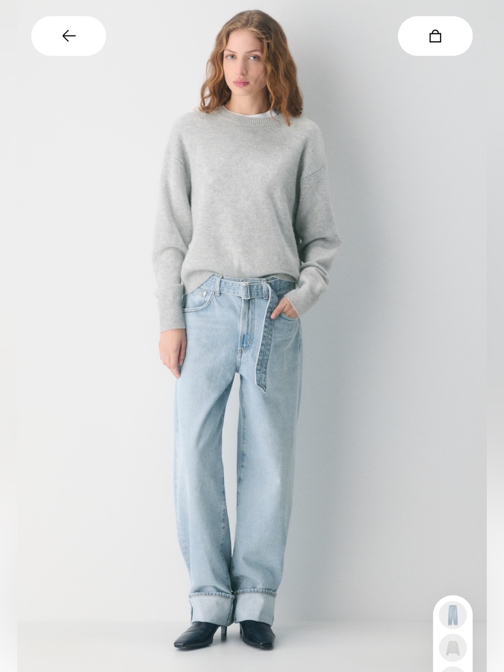 Agolde Light Wash Boyfriend Jeans with Self-Tie Belt
